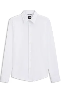 Slim-fit shirt in structured performance-stretch fabric