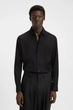 Slim-fit shirt with jacquard pattern