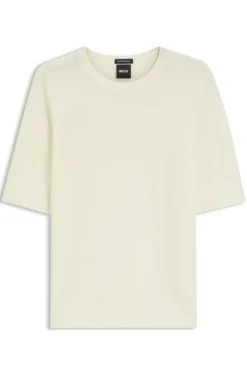 Slim-fit short-sleeved sweater in superfine merino wool