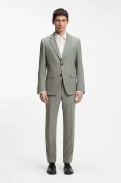 Slim-fit suit in stretch dobby cloth