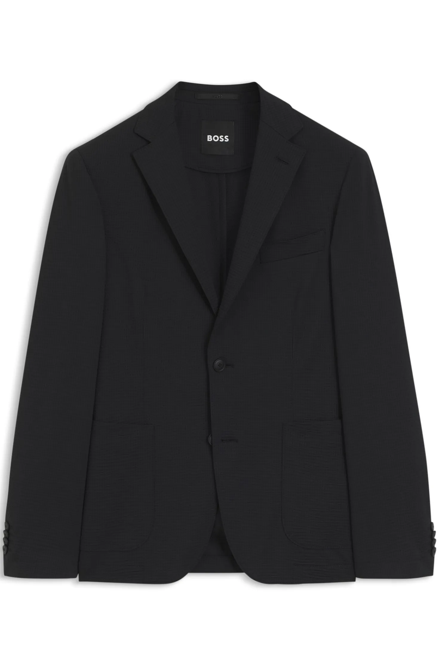Slim-fit suit jacket in stretch seersucker