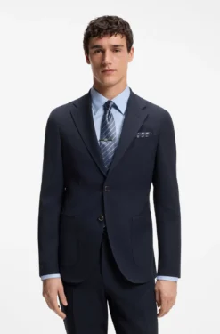 Slim-fit suit jacket in virgin wool and silk