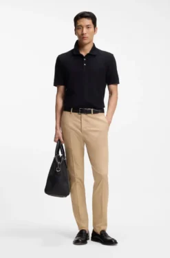 Slim-fit trousers in cotton, silk and stretch
