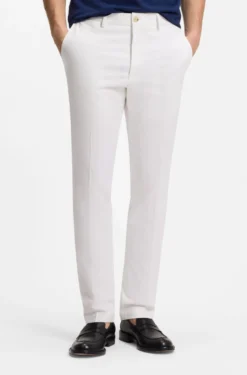 Slim-fit trousers in cotton, silk and stretch