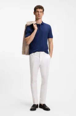 Slim-fit trousers in cotton, silk and stretch