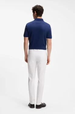 Slim-fit trousers in cotton, silk and stretch
