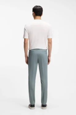 Slim-fit trousers in cotton, silk and stretch