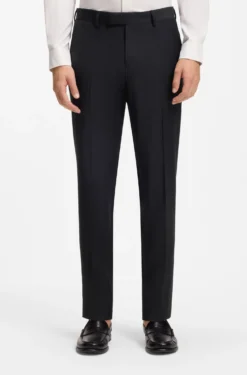 Slim-fit trousers in micro-patterned stretch wool