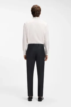 Slim-fit trousers in micro-patterned stretch wool