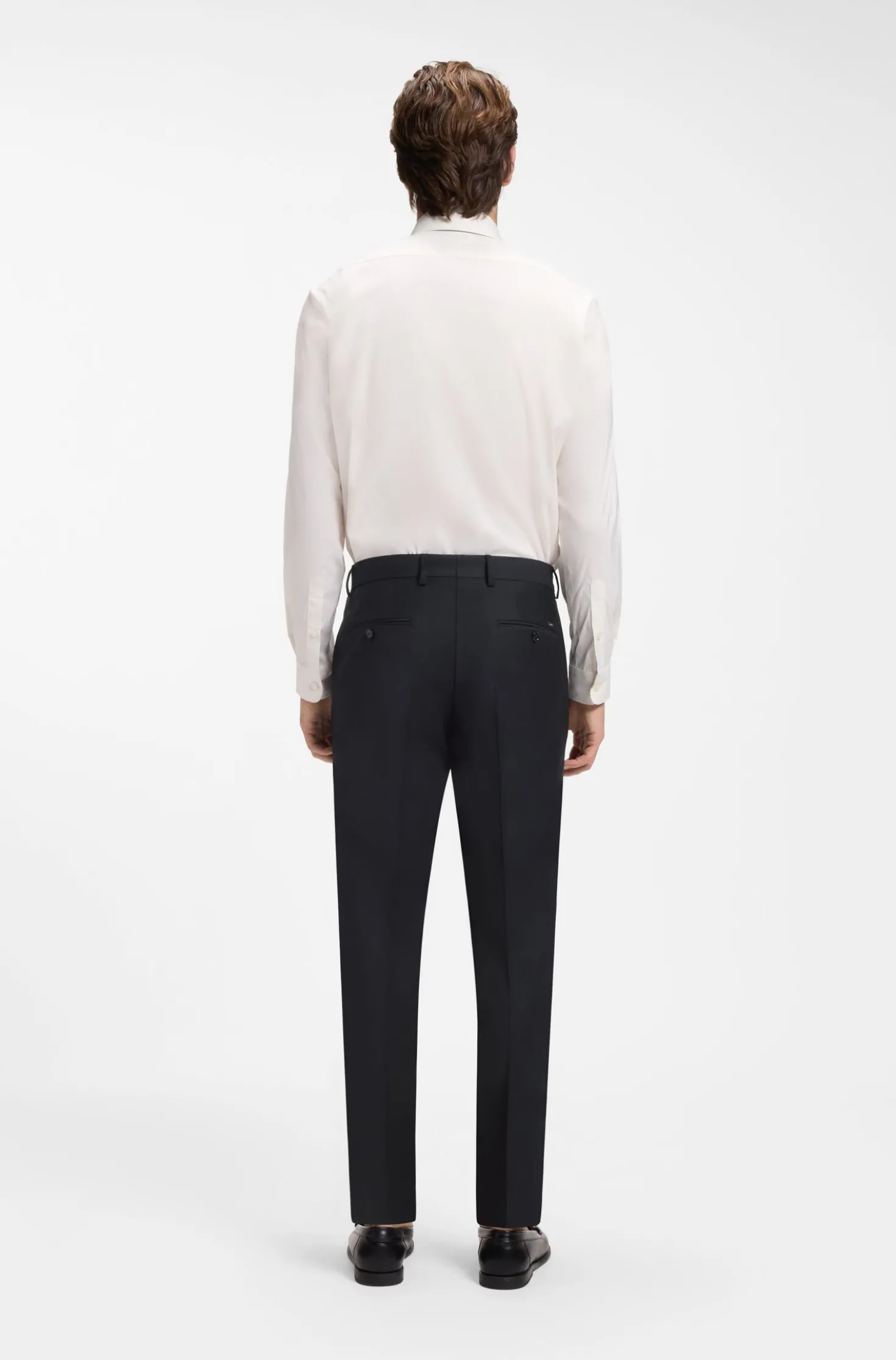 Slim-fit trousers in micro-patterned stretch wool