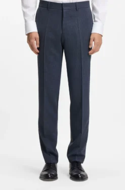 Slim-fit trousers in micro-patterned stretch wool