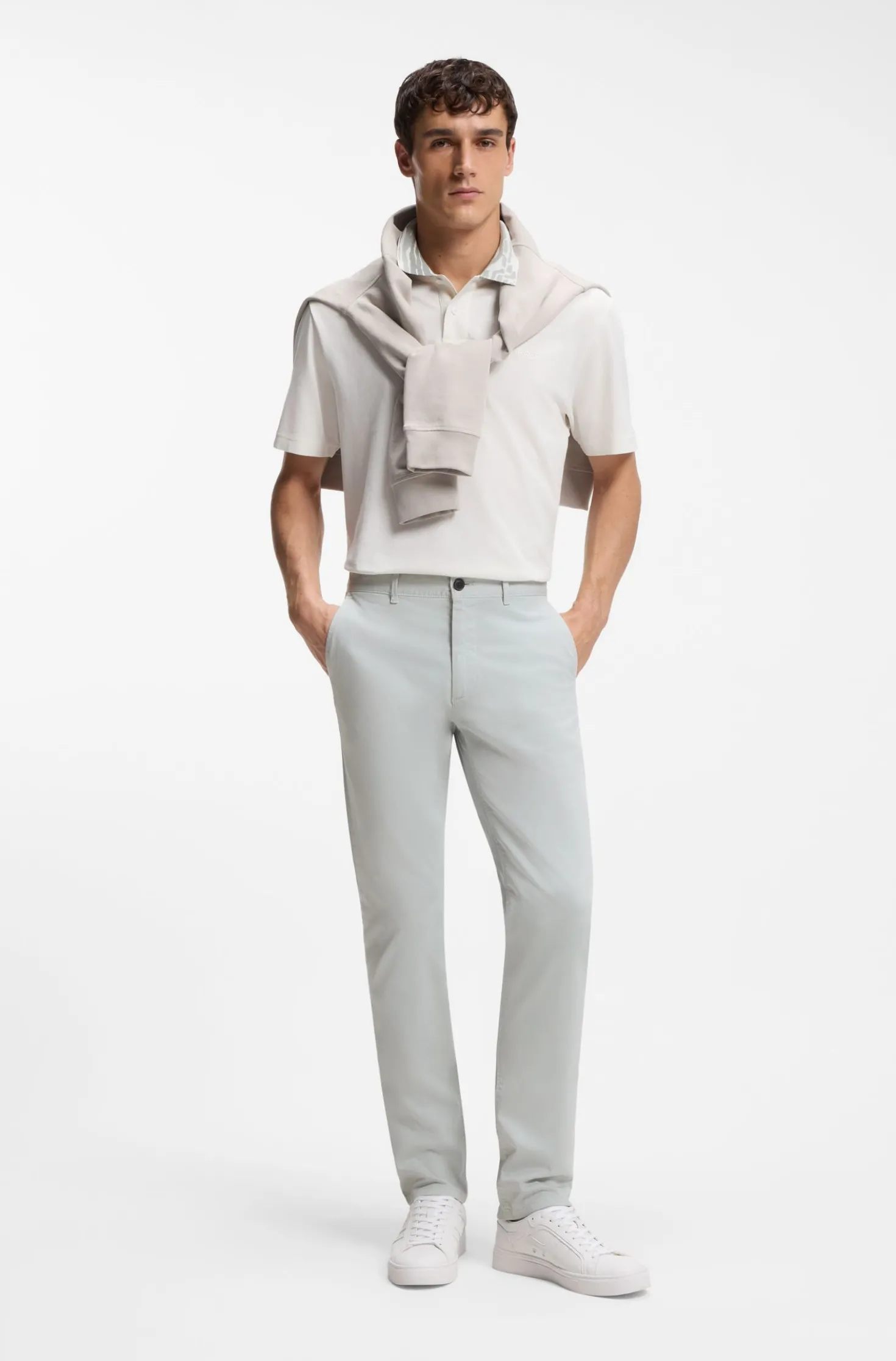 Slim-fit trousers in overdyed stretch satin