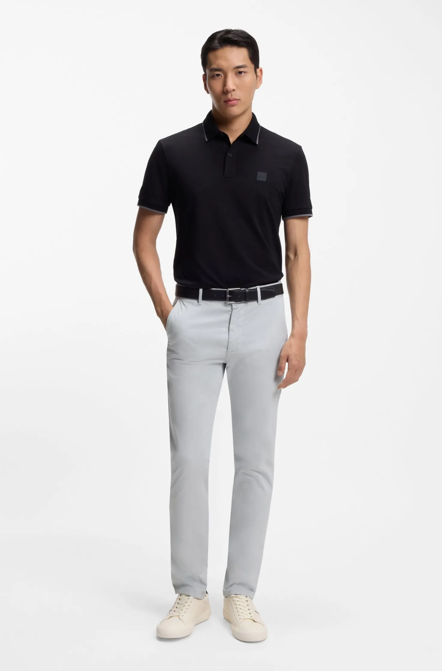 Slim-fit trousers in overdyed stretch satin