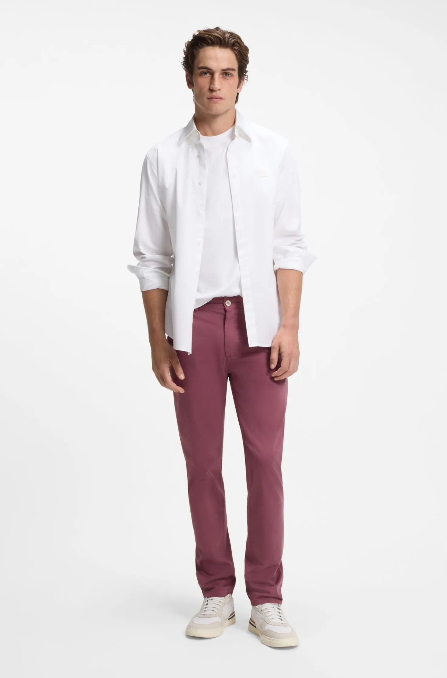Slim-fit trousers in overdyed stretch satin