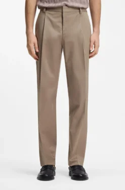 Slim-fit trousers in paper-touch stretch cotton