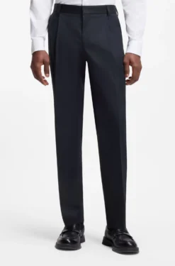 Slim-fit trousers in paper-touch stretch cotton