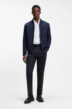Slim-fit trousers in paper-touch stretch cotton