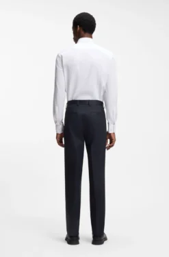 Slim-fit trousers in paper-touch stretch cotton