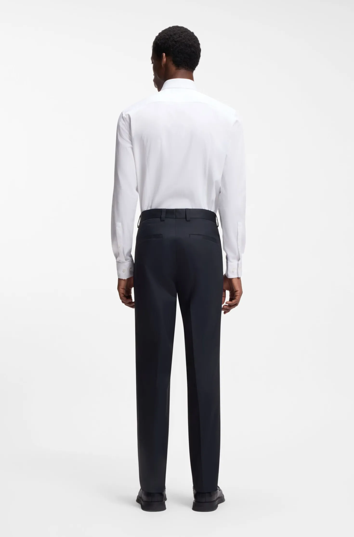 Slim-fit trousers in paper-touch stretch cotton