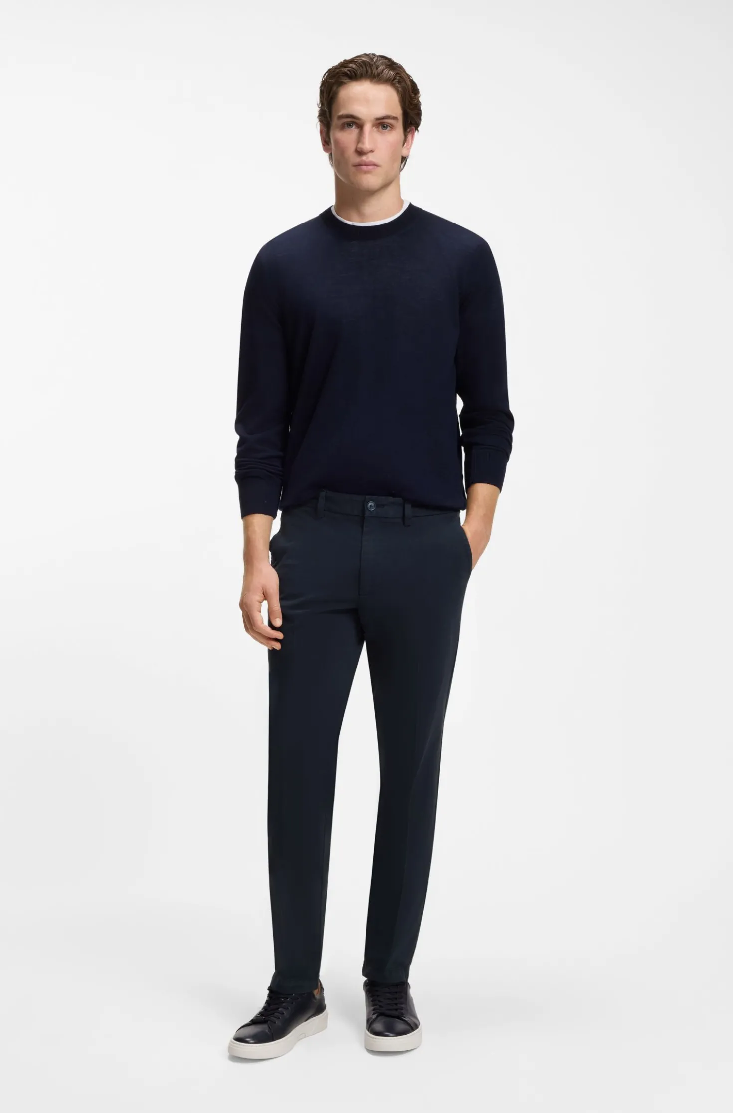Slim-fit trousers in stretch-cotton gabardine