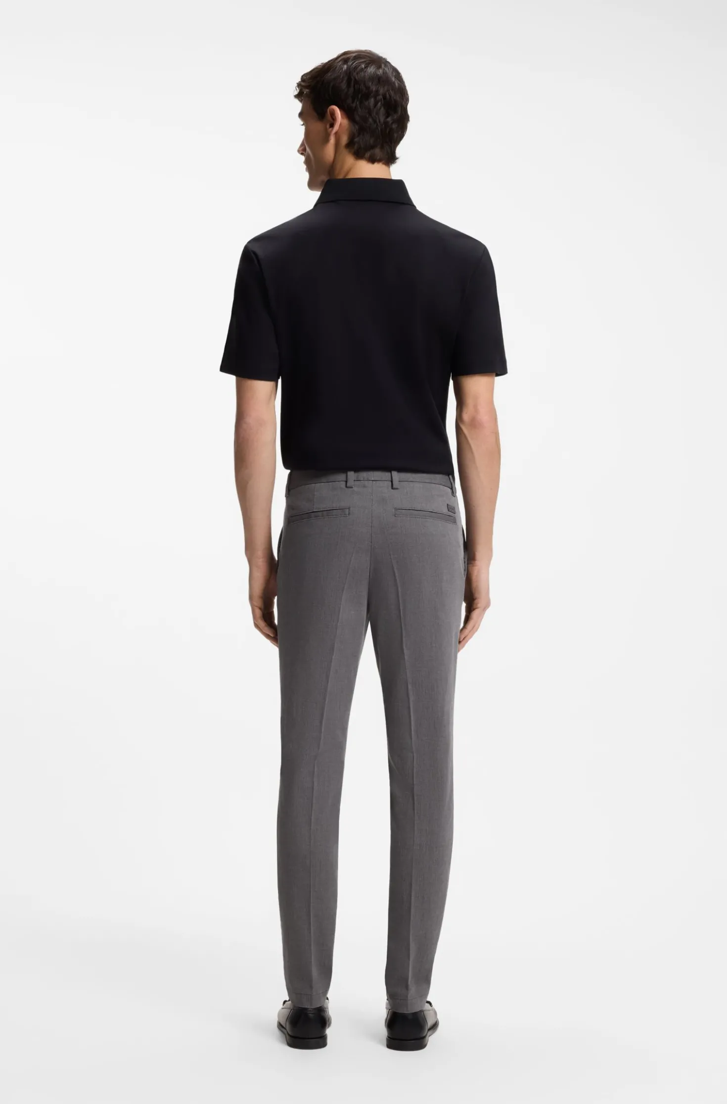 Slim-fit trousers in stretch-cotton dobby