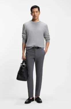 Slim-fit trousers in stretch-cotton dobby