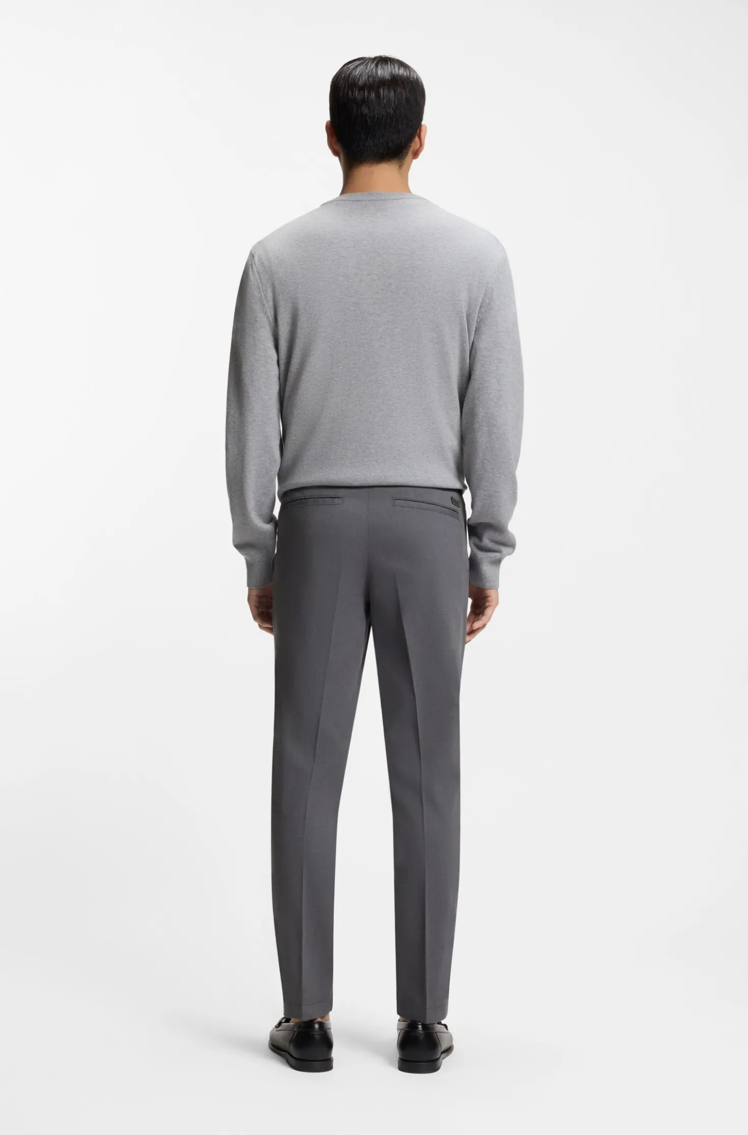 Slim-fit trousers in stretch-cotton dobby