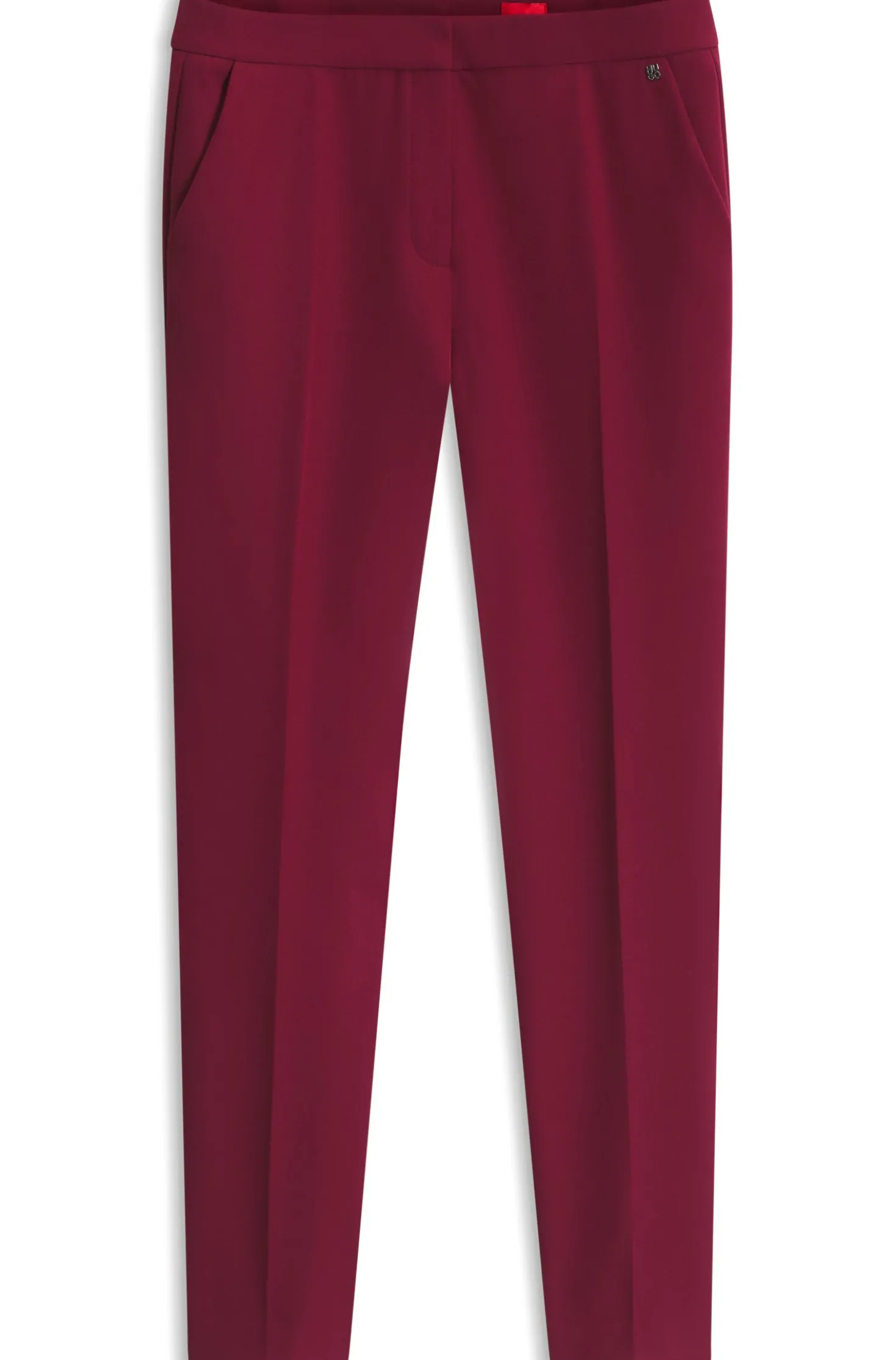 Slim-fit trousers in stretch fabric with logo rivet