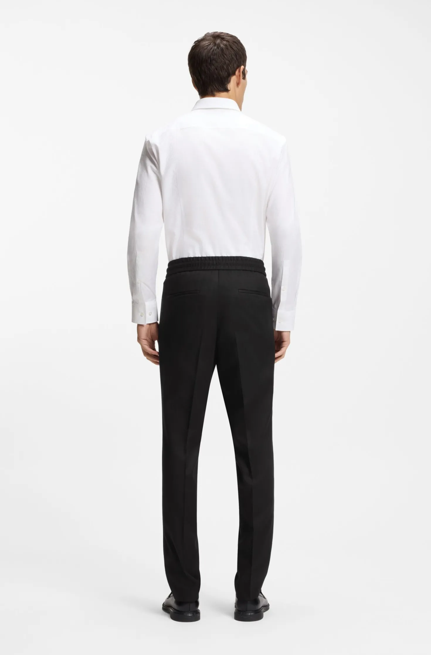 Slim-fit trousers in twill fabric with drawstring waist