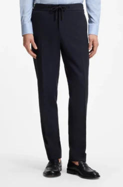 Slim-fit trousers in virgin wool and silk