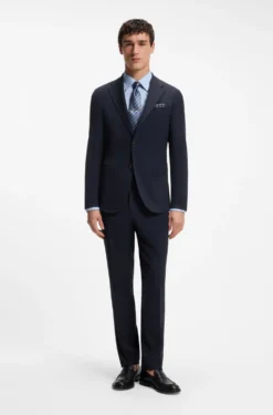 Slim-fit trousers in virgin wool and silk