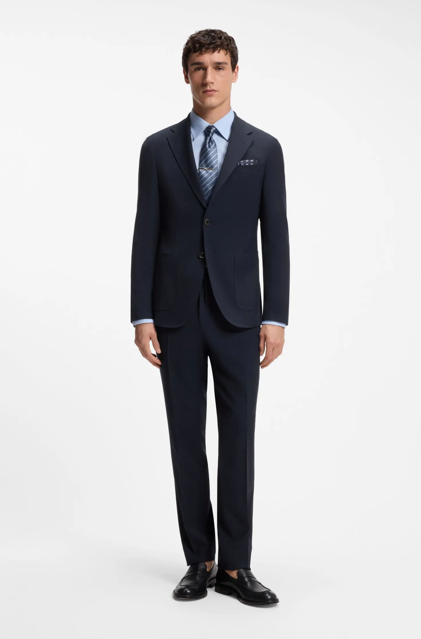 Slim-fit trousers in virgin wool and silk