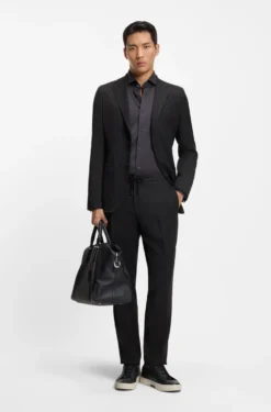 Slim-fit trousers in virgin wool and silk