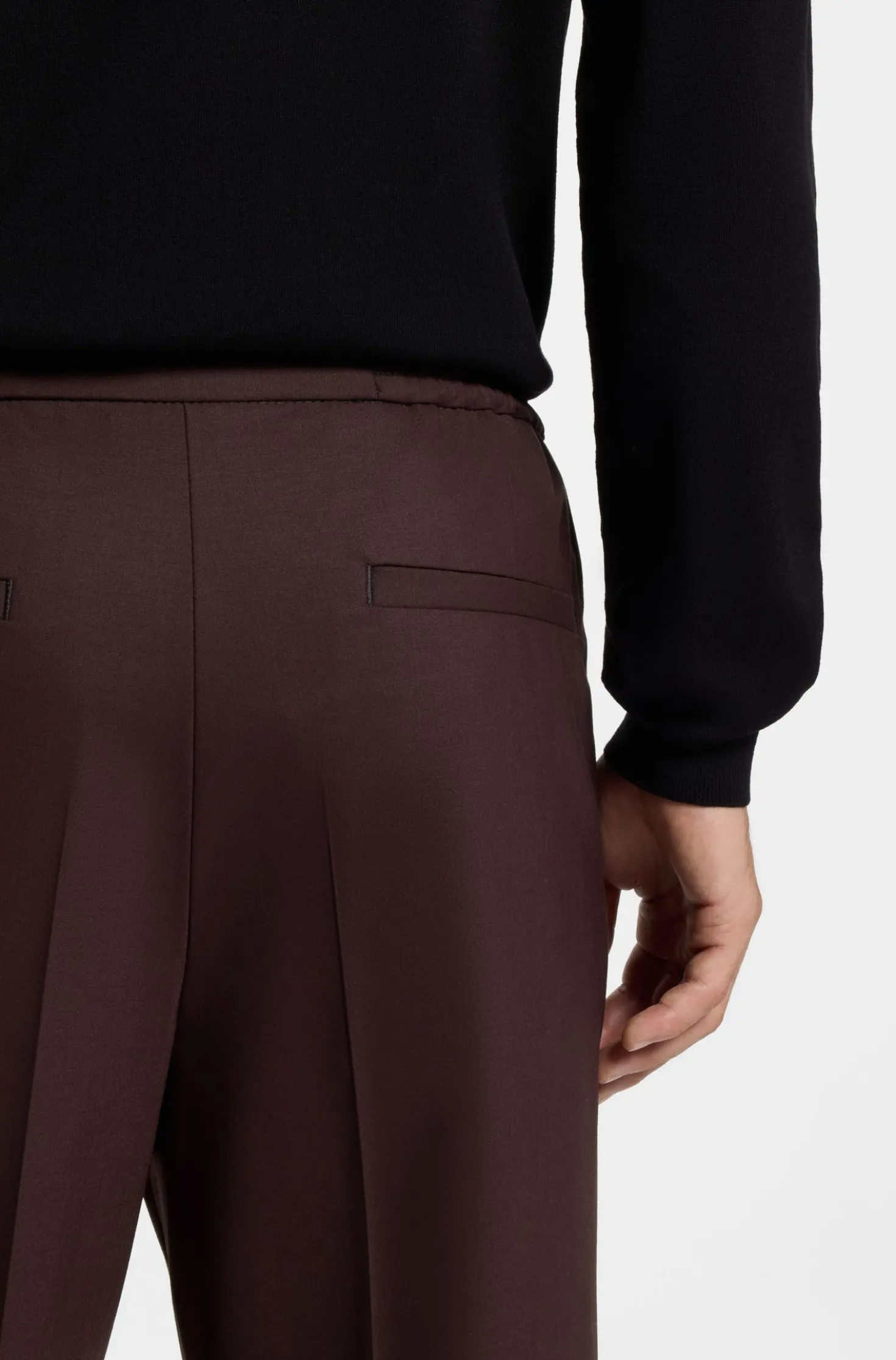 Slim-fit trousers in wool-blend poplin