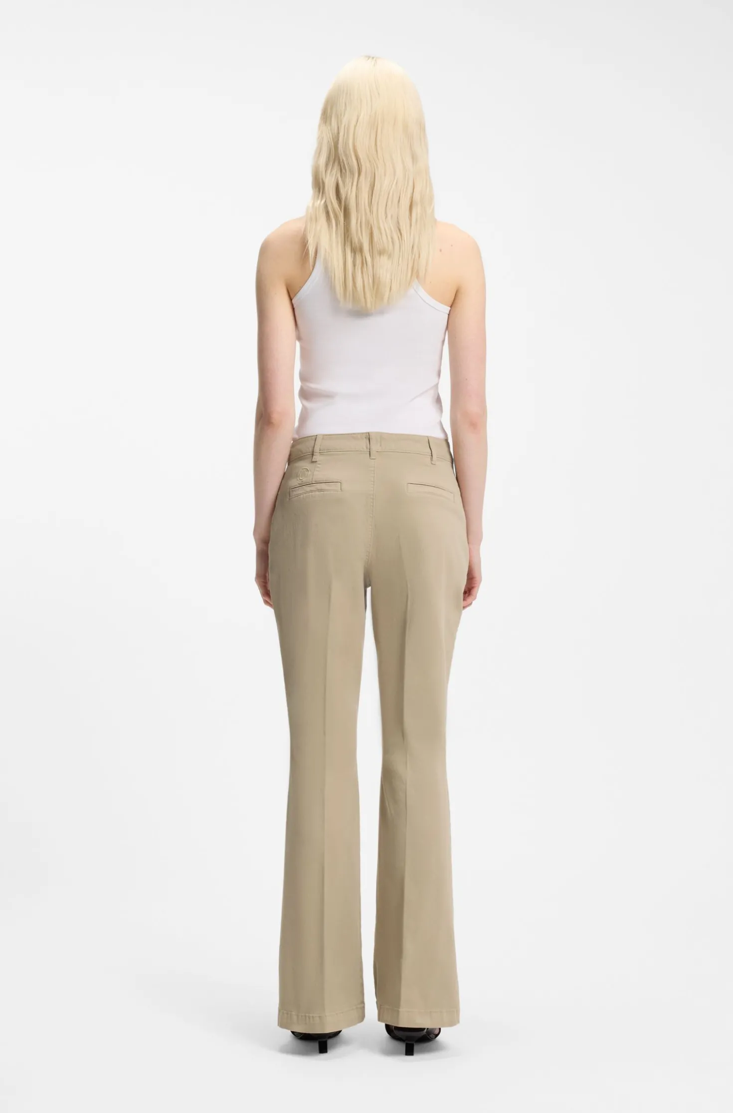Slim-fit trousers with flared leg
