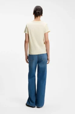Slim-fit T-shirt in cotton-silk blend with embroidered logo
