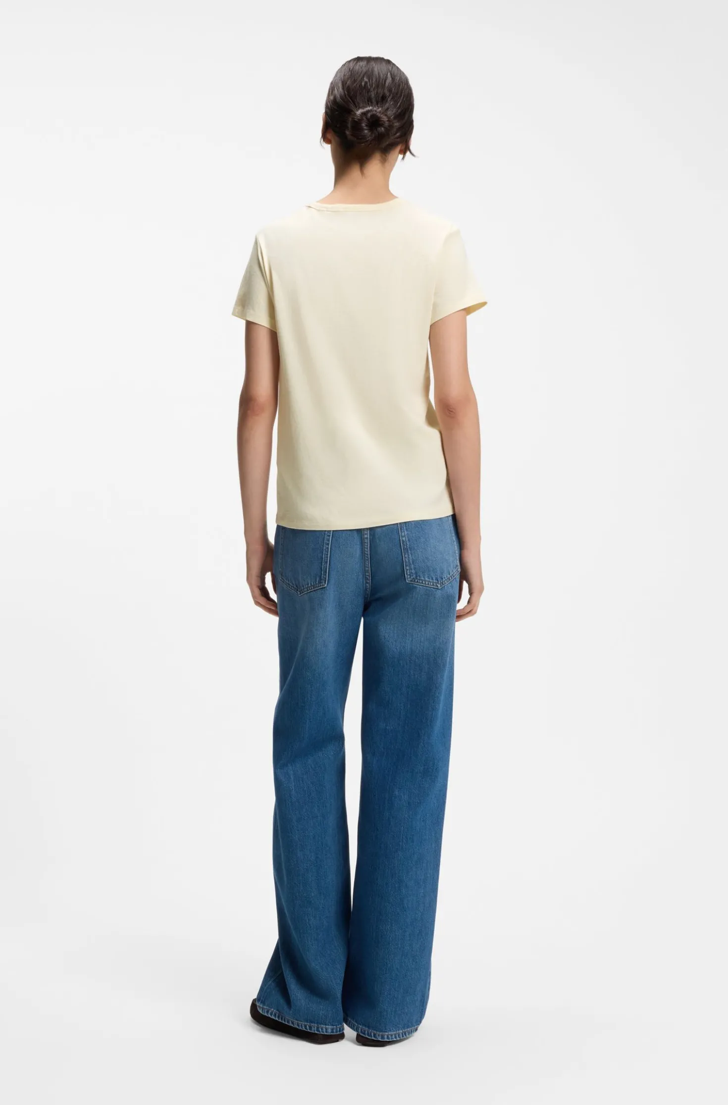 Slim-fit T-shirt in cotton-silk blend with embroidered logo