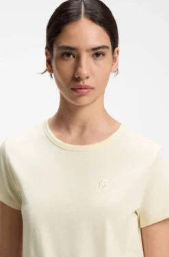 Slim-fit T-shirt in cotton-silk blend with embroidered logo