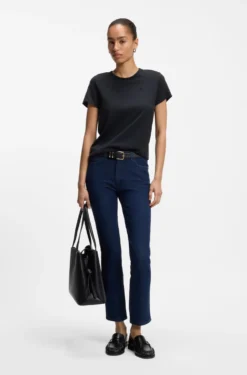 Slim-fit T-shirt in cotton-silk blend with embroidered logo