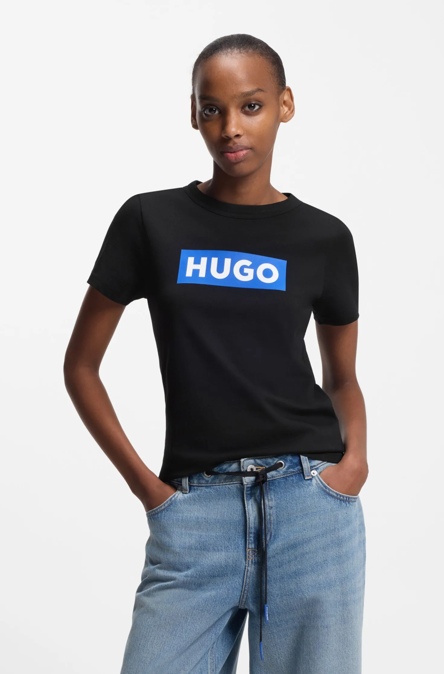 Slim-fit T-shirt in cotton with logo print