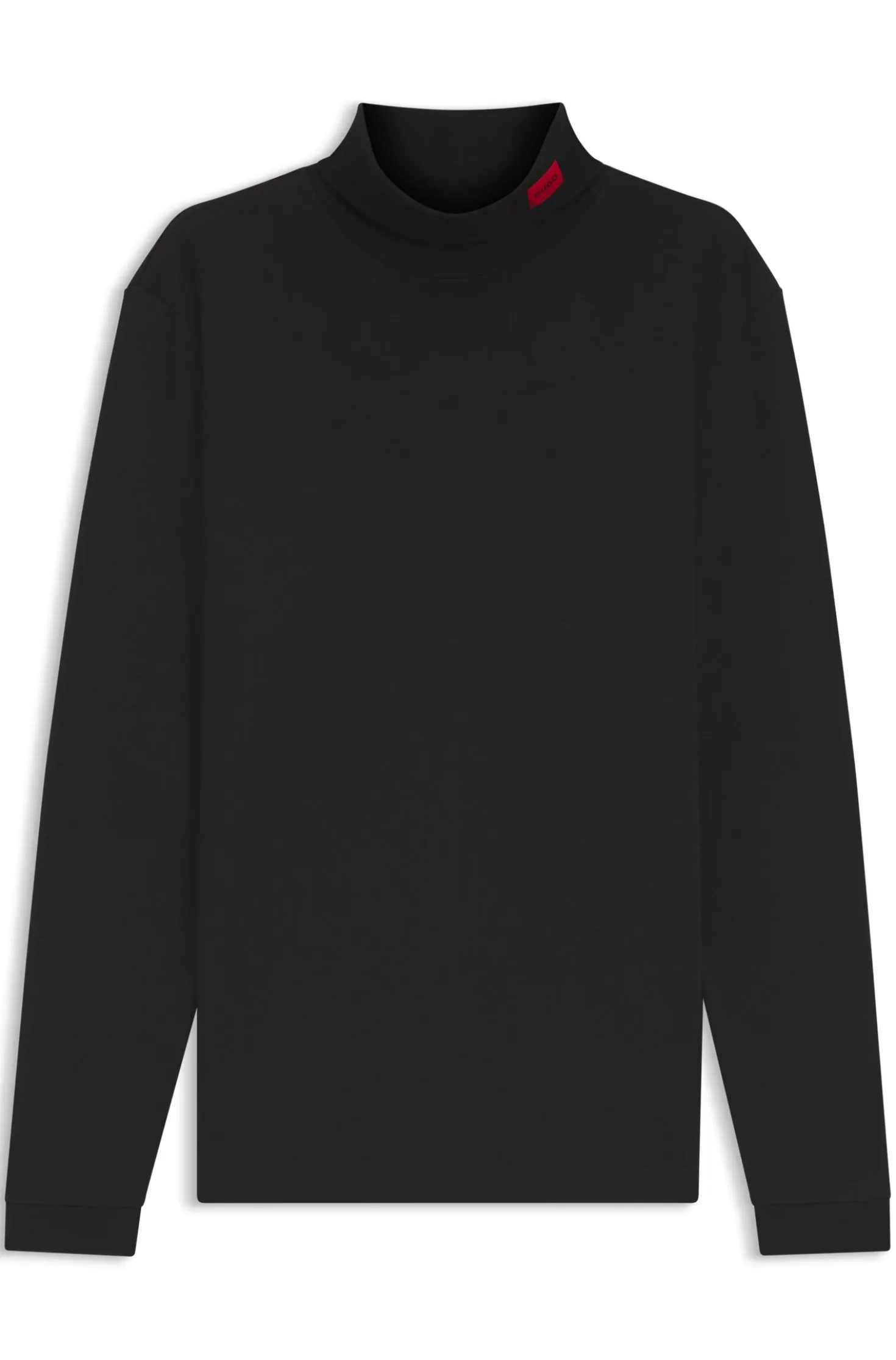 Slim-fit T-shirt in cotton with logo mock neckline