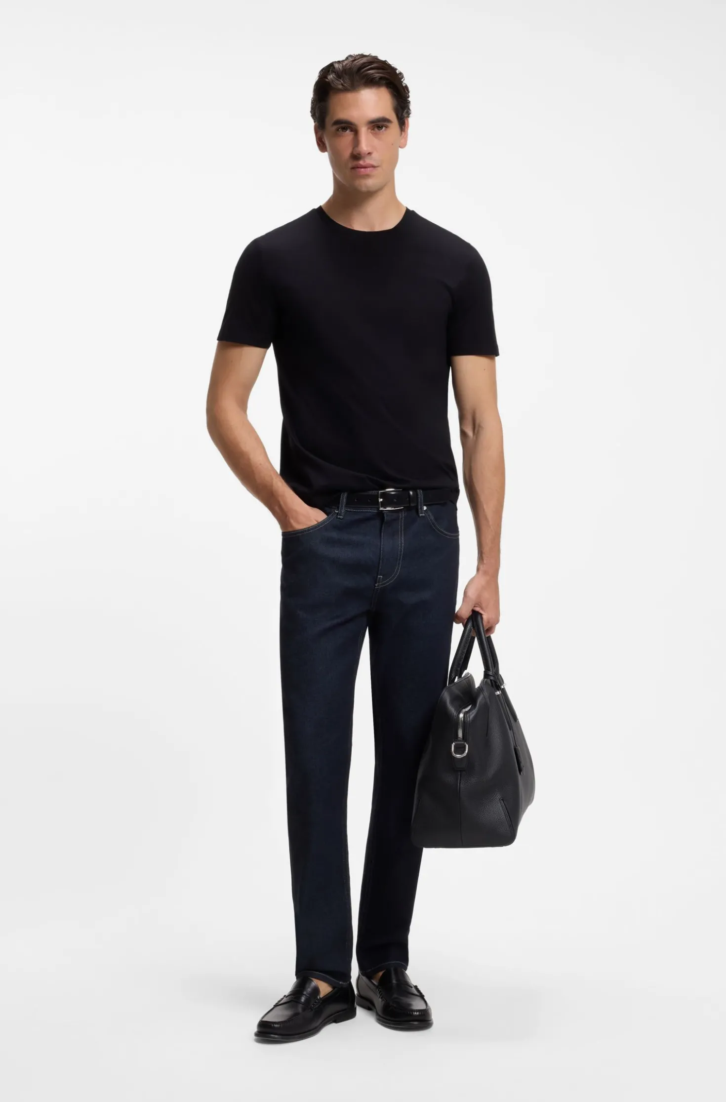 Slim-fit T-shirt in mercerised cotton