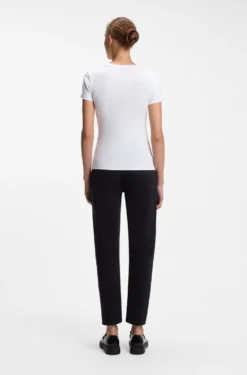 Slim-fit T-shirt in ribbed stretch cotton with logo