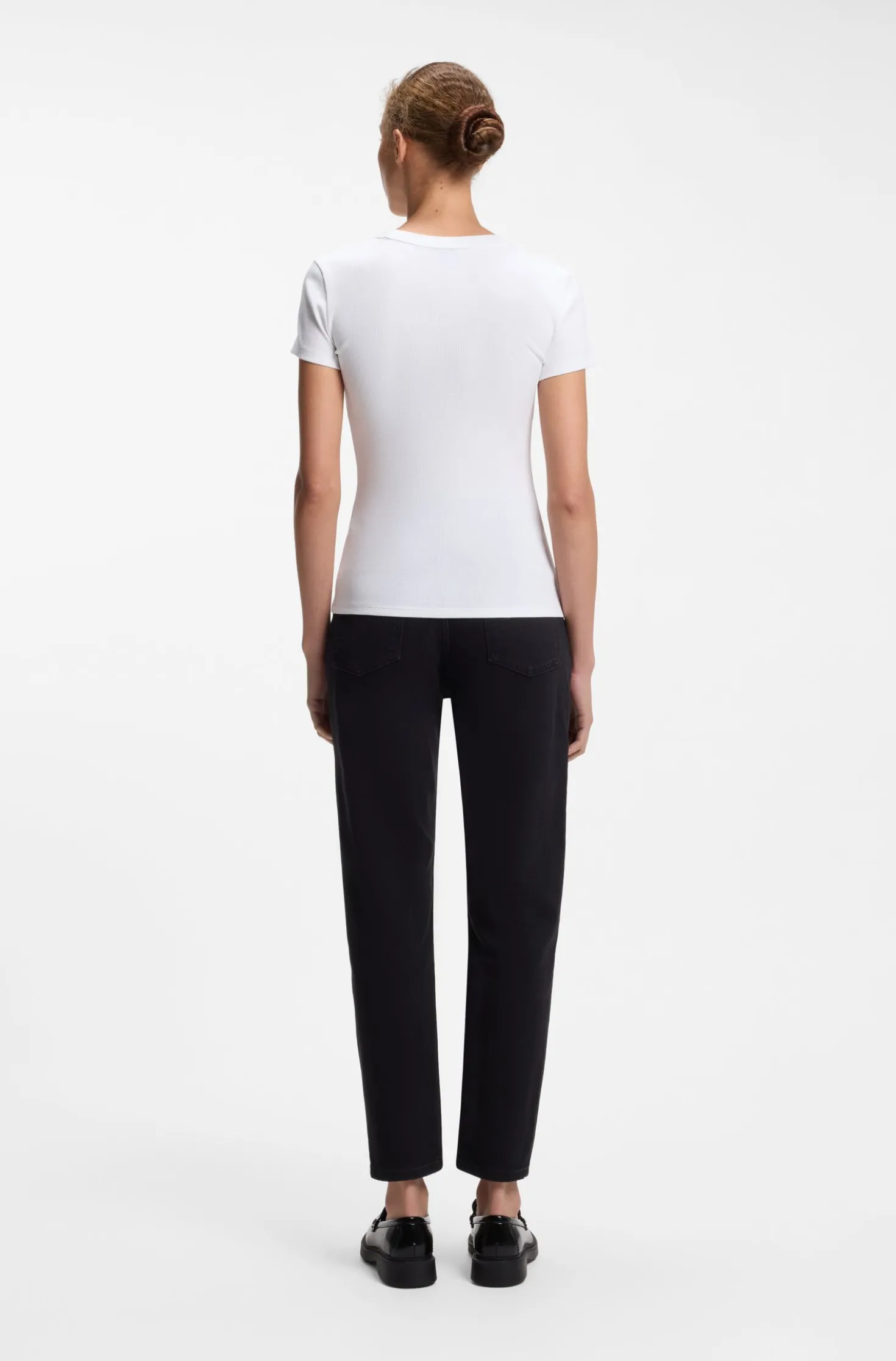 Slim-fit T-shirt in ribbed stretch cotton with logo