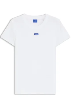Slim-fit T-shirt in ribbed stretch cotton with logo