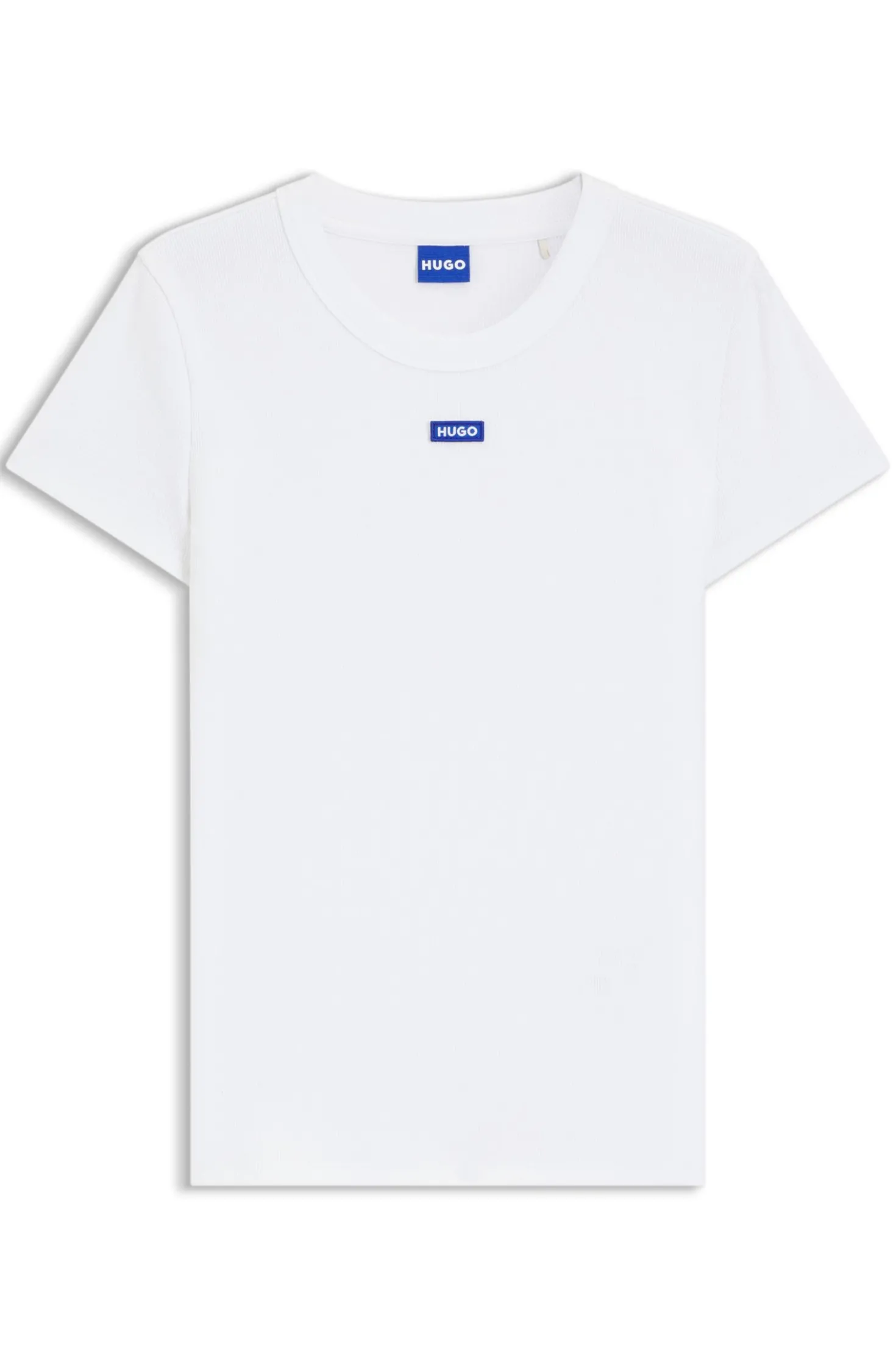 Slim-fit T-shirt in ribbed stretch cotton with logo