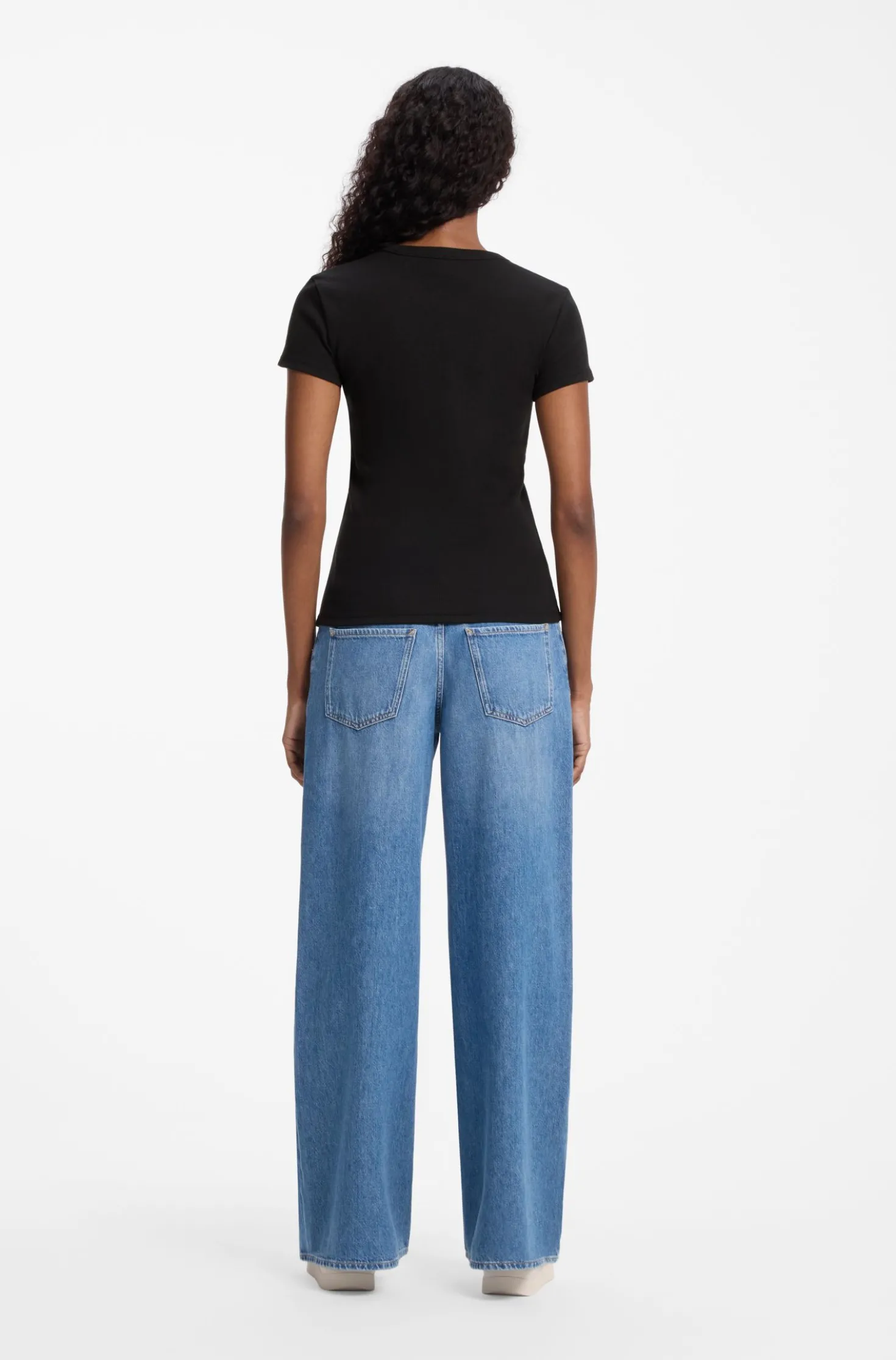 Slim-fit T-shirt in ribbed stretch cotton with logo