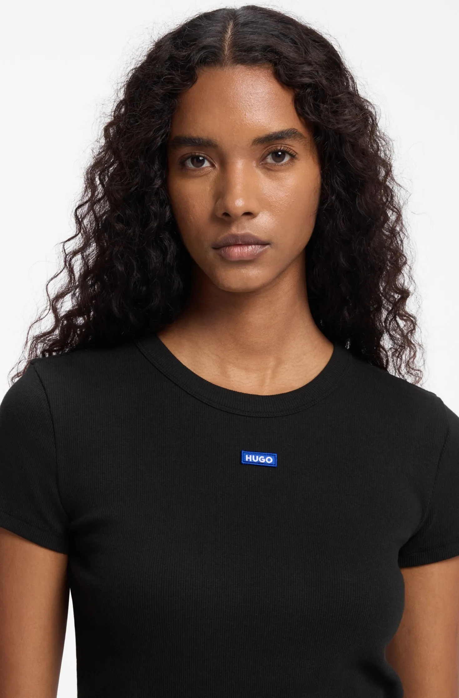 Slim-fit T-shirt in ribbed stretch cotton with logo