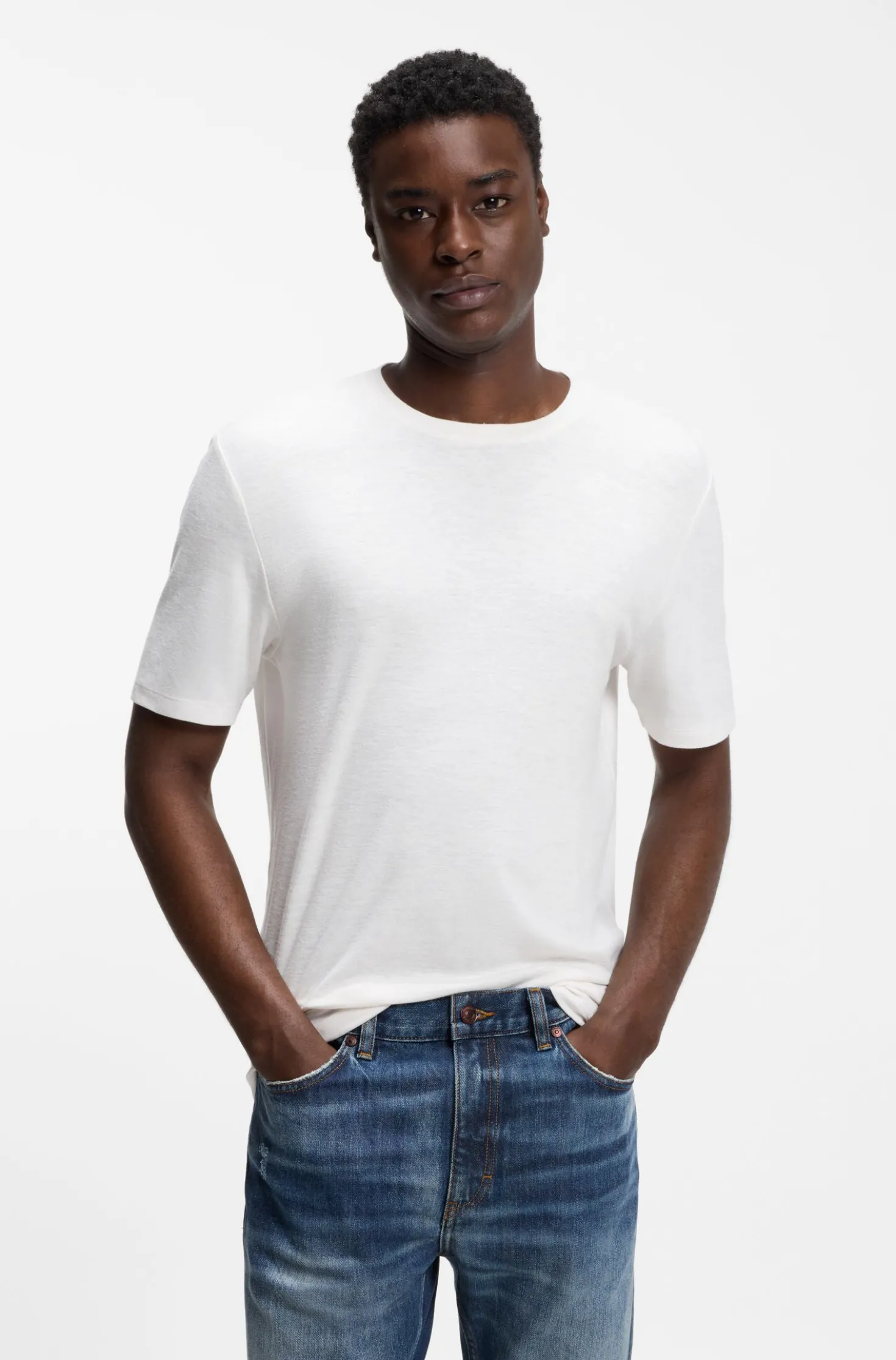 Slim-fit T-shirt in slub interlock