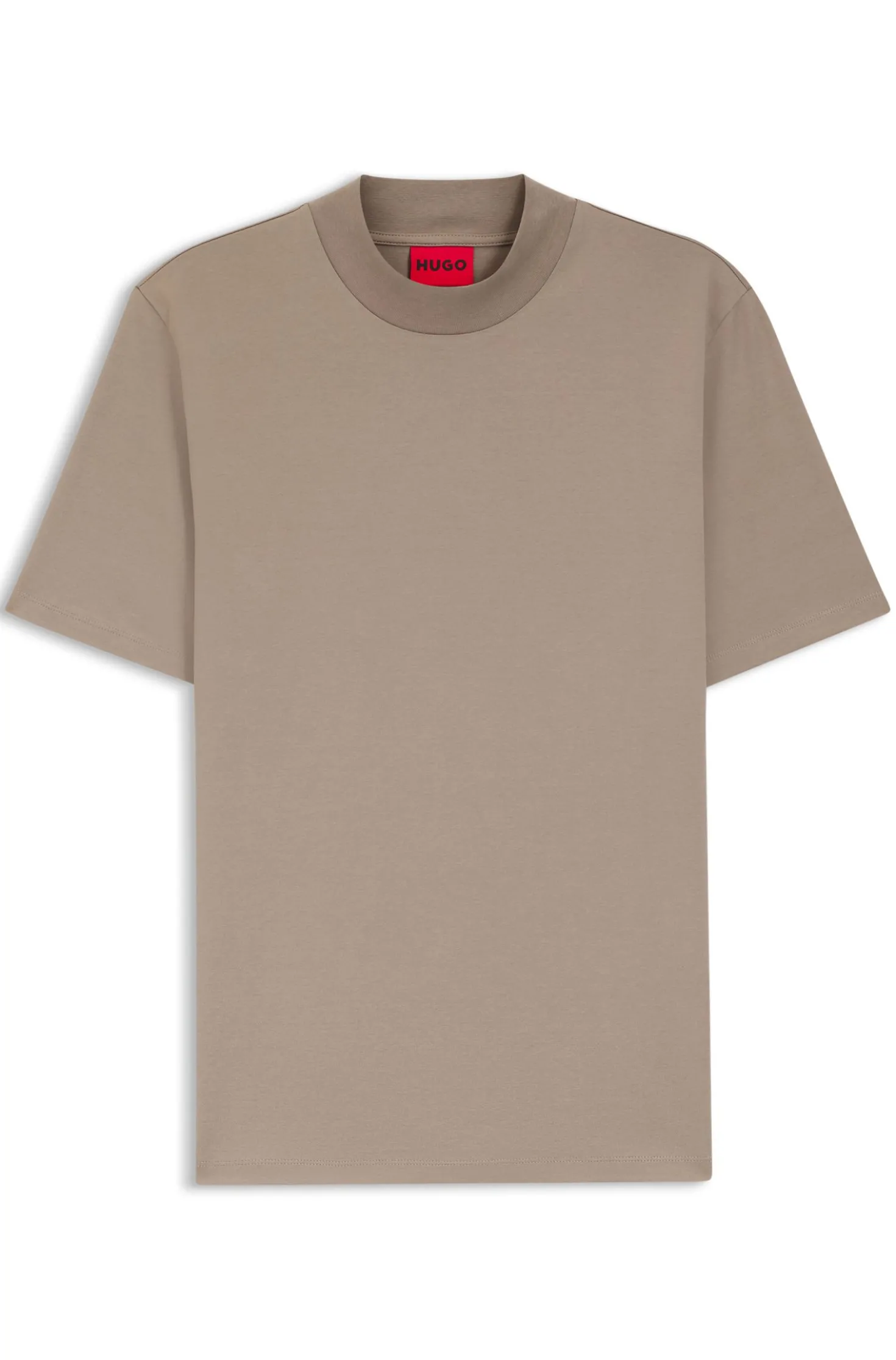 Slim-fit T-shirt in stretch cotton with stand collar